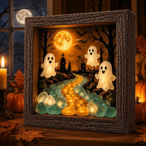 DIY Lighted Halloween Ornament Shadow Box Night Light Kit, 22.1x17.1x4.6cm, 31.8x22.8x4.6cm