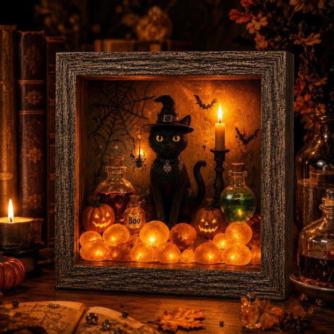 DIY Lighted Halloween Ornament Shadow Box Night Light Kit, 22.1x17.1x4.6cm, 31.8x22.8x4.6cm