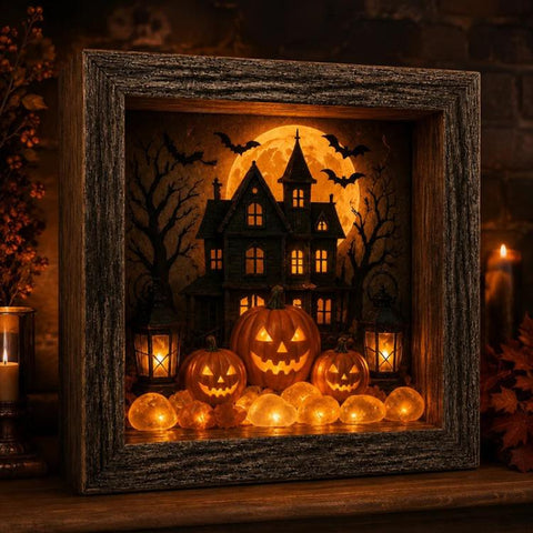 DIY Lighted Halloween Ornament Shadow Box Night Light Kit, 22.1x17.1x4.6cm, 31.8x22.8x4.6cm