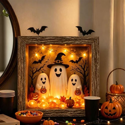 DIY Lighted Halloween Ornament Shadow Box Night Light Kit, 22.1x17.1x4.6cm, 31.8x22.8x4.6cm