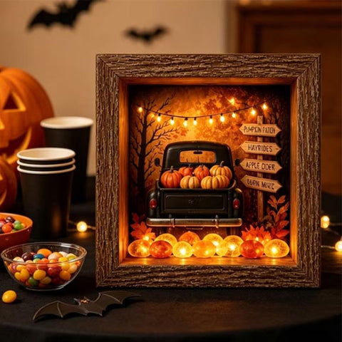 DIY Lighted Halloween Ornament Shadow Box Night Light Kit, 22.1x17.1x4.6cm, 31.8x22.8x4.6cm