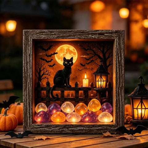 DIY Lighted Halloween Ornament Shadow Box Night Light Kit, 22.1x17.1x4.6cm, 31.8x22.8x4.6cm