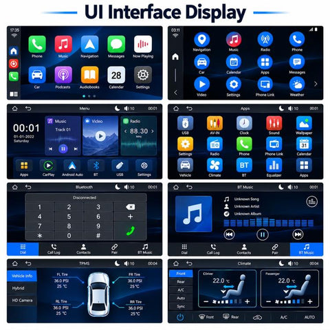 10.1 inch IPS Double-DIN Car MP5 Player Wireless CarPlay/Android Auto Bluetooth HD Display