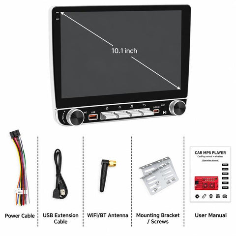 10.1 inch IPS Double-DIN Car MP5 Player Wireless CarPlay/Android Auto Bluetooth HD Display