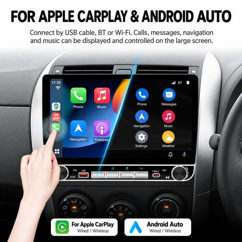 10.1 inch IPS Double-DIN Car MP5 Player Wireless CarPlay/Android Auto Bluetooth HD Display