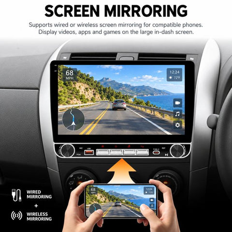10.1 inch IPS Double-DIN Car MP5 Player Wireless CarPlay/Android Auto Bluetooth HD Display