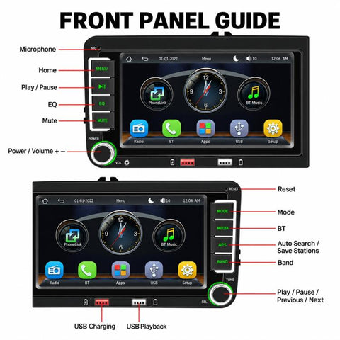 Car MP5 Player Phone Connectivity Bluetooth Reversing Camera for Volkswagen, F9071W 7 inch