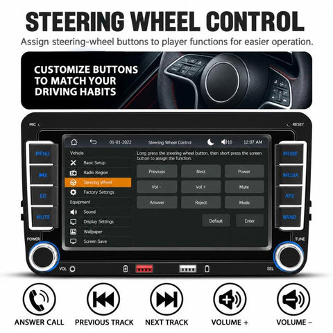 Car MP5 Player Phone Connectivity Bluetooth Reversing Camera for Volkswagen, F9074W 7 inch