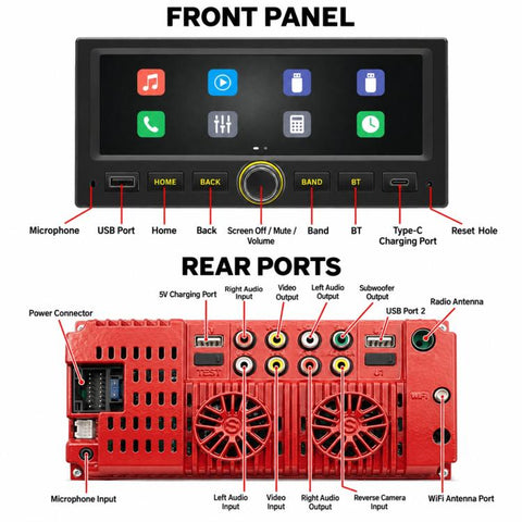 6.86 inch Car MP5 Player Wireless CarPlay/Android Auto Bluetooth HD Display for Ford F150 1998-2007, For Ford F150 1998-2007