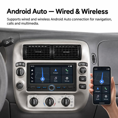 6.86 inch Car MP5 Player Wireless CarPlay/Android Auto Bluetooth HD Display for Ford F150 1998-2007, For Ford F150 1998-2007