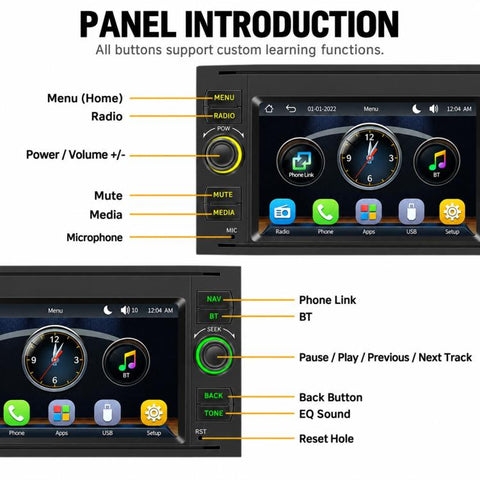 7 inch Car MP5 Player Wireless CarPlay/Android Auto Bluetooth HD Display for Ford Transit 2006–2011, For Ford Transit 2006–2011