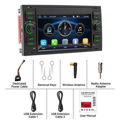 7 inch Car MP5 Player Wireless CarPlay/Android Auto Bluetooth HD Display for Ford Transit 2006–2011, For Ford Transit 2006–2011