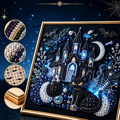 Dark Halloween Diamond Painting Kit, 20cm  Frameless, 30cm Frameless, 20cm With Frame, 30cm With Frame