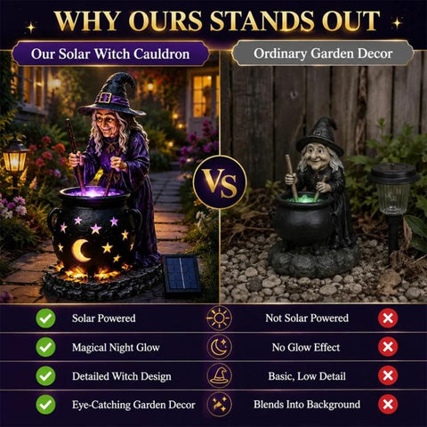 Halloween Witch Glowing Cauldron Solar Light Garden Stake