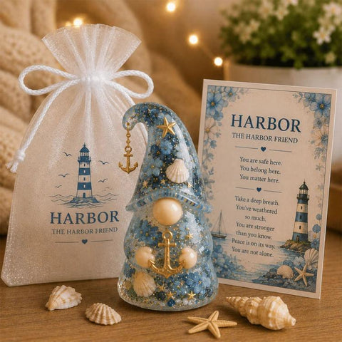 Emotional SupportGnome Little Dwarf Acrylic Gift Set, Sunshine, Moon, Four Leaves Clover, Rainbow, Butterfly, Coffee, Lighthouse, Compass, Pink Lighthouse, Owl