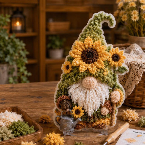 Gnome 3D Fabric Poke Art Kit, Christmas, Forest, Sunflower, Winter, Autumn, Freedom, Lover, Halloween