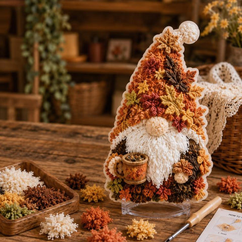 Gnome 3D Fabric Poke Art Kit, Christmas, Forest, Sunflower, Winter, Autumn, Freedom, Lover, Halloween