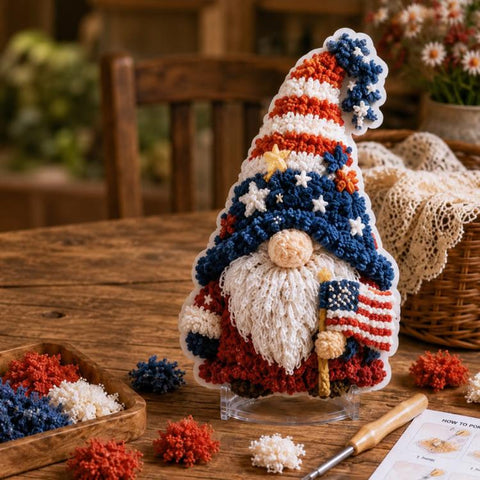 Gnome 3D Fabric Poke Art Kit, Christmas, Forest, Sunflower, Winter, Autumn, Freedom, Lover, Halloween