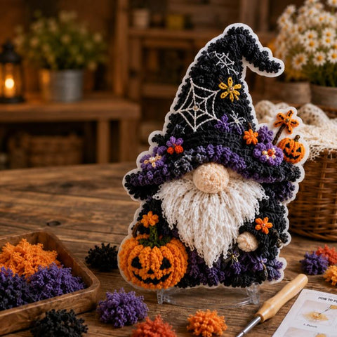 Gnome 3D Fabric Poke Art Kit, Christmas, Forest, Sunflower, Winter, Autumn, Freedom, Lover, Halloween