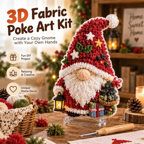 Gnome 3D Fabric Poke Art Kit, Christmas, Forest, Sunflower, Winter, Autumn, Freedom, Lover, Halloween