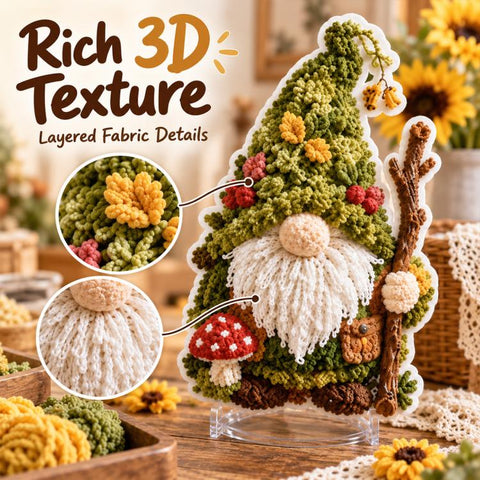 Gnome 3D Fabric Poke Art Kit, Christmas, Forest, Sunflower, Winter, Autumn, Freedom, Lover, Halloween