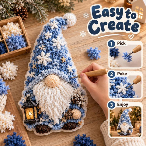 Gnome 3D Fabric Poke Art Kit, Christmas, Forest, Sunflower, Winter, Autumn, Freedom, Lover, Halloween