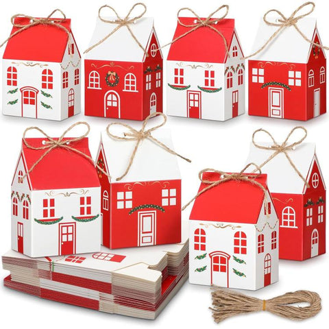 8 PCS/Pack Mini Candy Boxes Treat Boxes, Candy Castle, Candy House, Easter, Light Color House, Pink Halloween, Red Christmas, Summer Farmhouse, Valentine Day