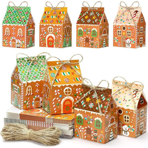 8 PCS/Pack Mini Candy Boxes Treat Boxes, Candy Castle, Candy House, Easter, Light Color House, Pink Halloween, Red Christmas, Summer Farmhouse, Valentine Day