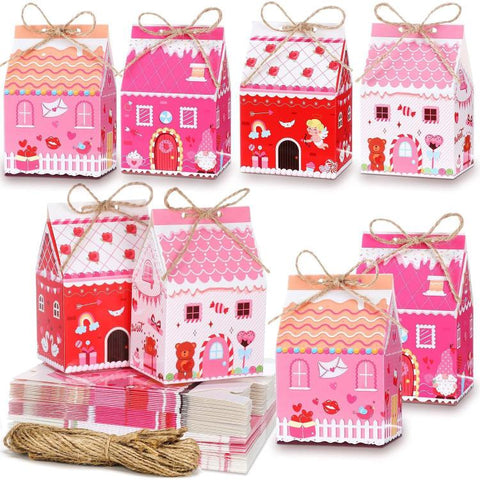 8 PCS/Pack Mini Candy Boxes Treat Boxes, Candy Castle, Candy House, Easter, Light Color House, Pink Halloween, Red Christmas, Summer Farmhouse, Valentine Day