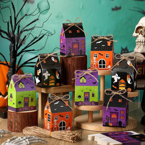 8 PCS/Pack Mini Candy Boxes Treat Boxes, Candy Castle, Candy House, Easter, Light Color House, Pink Halloween, Red Christmas, Summer Farmhouse, Valentine Day
