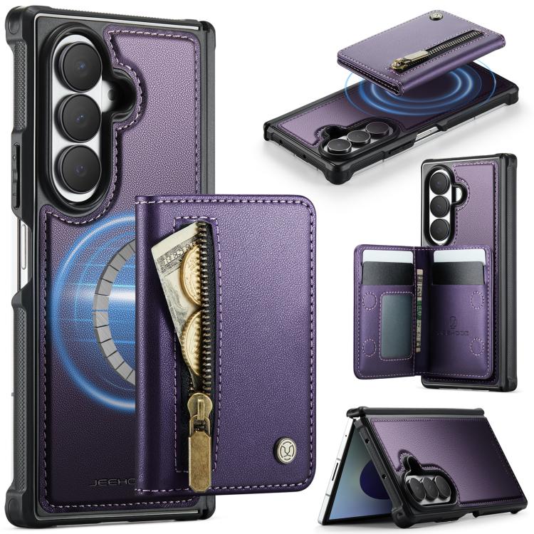 JEEHOOD J12 Exquisite RFID MagSafe Zipper Card Bag Phone Case, For Galaxy Z Fold8 Ultra 5G