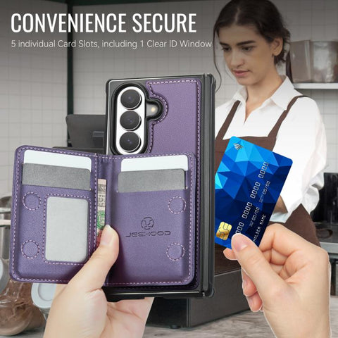 JEEHOOD J12 Exquisite RFID MagSafe Zipper Card Bag Phone Case, For Galaxy Z Fold8 Ultra 5G