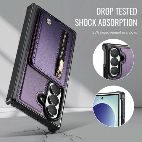 JEEHOOD J12 Exquisite RFID MagSafe Zipper Card Bag Phone Case, For Galaxy Z Fold8 Ultra 5G
