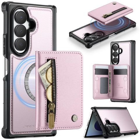 JEEHOOD J12 Exquisite RFID MagSafe Zipper Card Bag Phone Case, For Galaxy Z Fold8 Ultra 5G