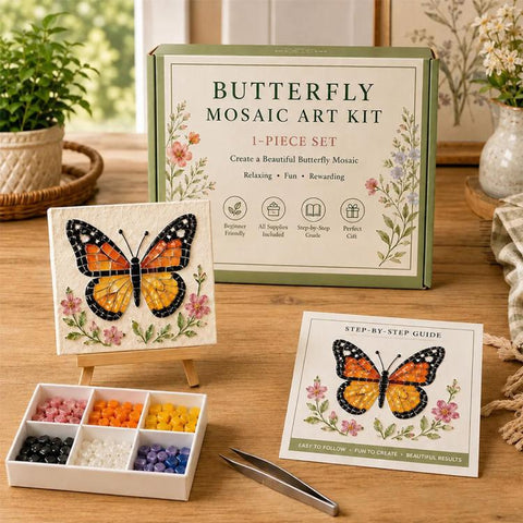 Mosaic Art DIY Craft Kit Creative Handmade Decor Gift, Watering Can, Hummingbird, Butterfly, Dragonfly, Sunflower, Wildflower, Bee, Ladybug