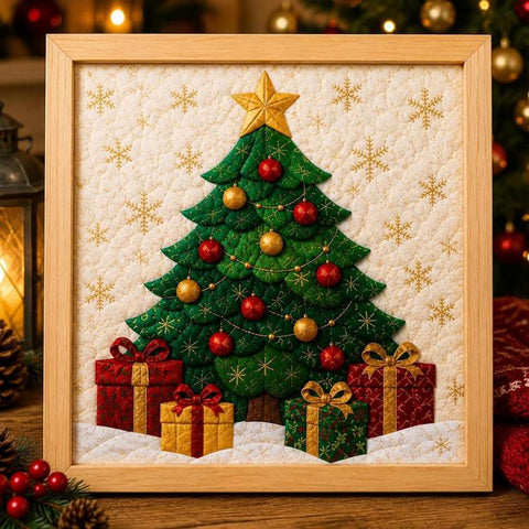 DIY Christmas Fabric Art Painting Kit, 20cm With Frame