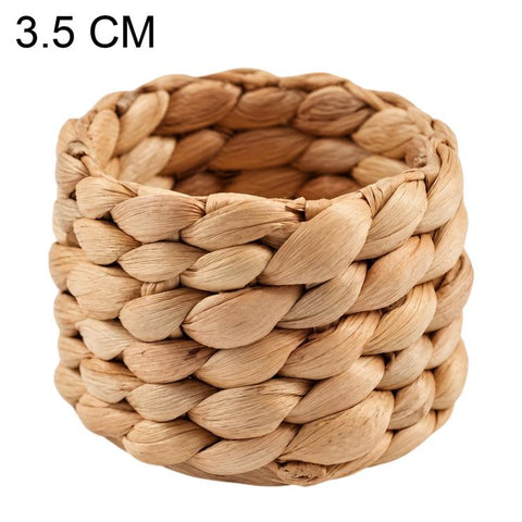 Handmade Straw Weaving Water Hyacinth Napkin Buckle Paper Ring, Diameter 5 cm Height 5 cm, Diameter 5 cm Height 3.5 cm