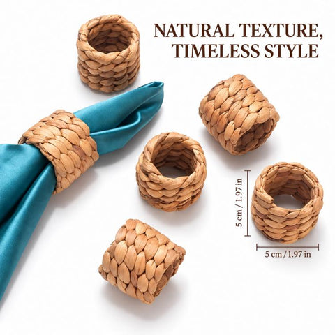 Handmade Straw Weaving Water Hyacinth Napkin Buckle Paper Ring, Diameter 5 cm Height 5 cm, Diameter 5 cm Height 3.5 cm