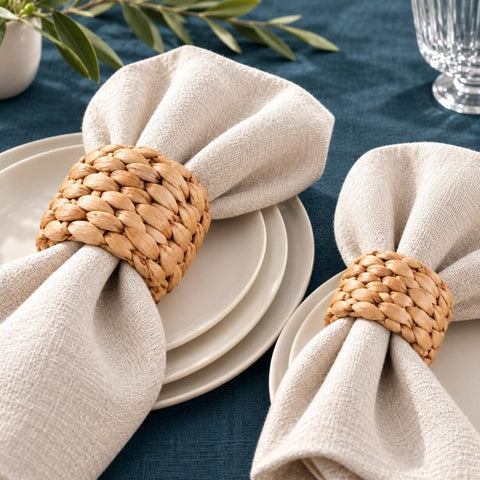 Handmade Straw Weaving Water Hyacinth Napkin Buckle Paper Ring, Diameter 5 cm Height 5 cm, Diameter 5 cm Height 3.5 cm