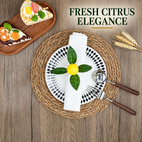 Yellow Lemon Natural Fiber Twine Napkin Buckle Paper Ring, Lemon, Three Leaves Lemon