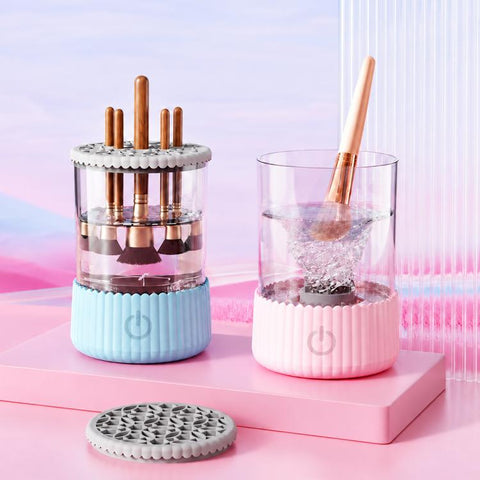 Electrical Makeup Tool Cleaner Brush Cleaning Organizer, ABS Material Pink, ABS Material Blue