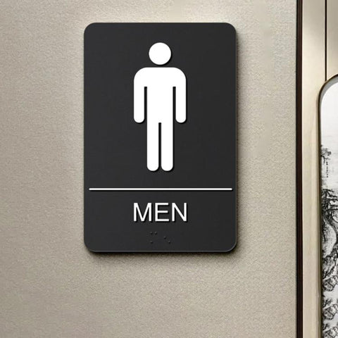 Acrylic 3D Raised Braille Sign Size: 15 x 22.5cm, RESTROOM Symbol, MEN Symbol, WOMEN Symbol, EXIT Symbol
