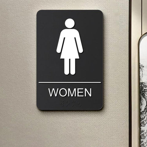 Acrylic 3D Raised Braille Sign Size: 15 x 22.5cm, RESTROOM Symbol, MEN Symbol, WOMEN Symbol, EXIT Symbol