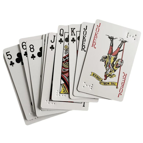 Braille Plastic Playing Cards, Front Raised Markings, Back Raised Markings