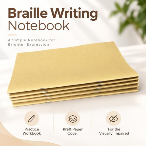 Braille Writing Practice Notebook, Learning Supplies for the Visually Impaired, Single Notebook, 2 Notebook, 3 Notebook, 5 Notebook