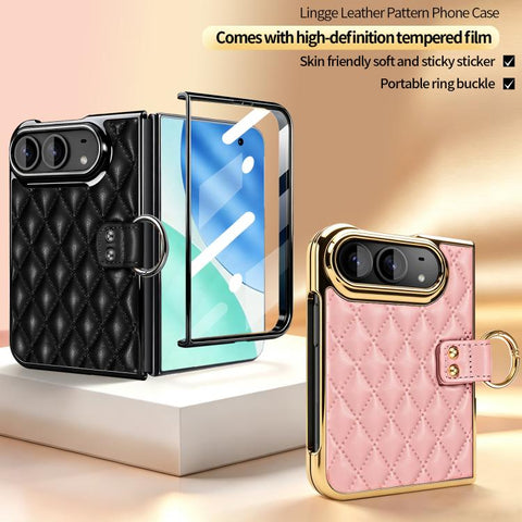 VIETAO Diamond Pattern Metal Ring PU Leather Phone Case, For iPhone Duo