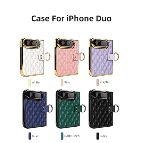 VIETAO Diamond Pattern Metal Ring PU Leather Phone Case, For iPhone Duo