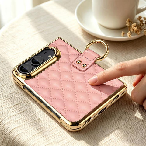VIETAO Diamond Pattern Metal Ring PU Leather Phone Case, For iPhone Duo