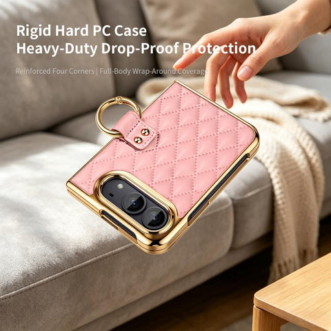 VIETAO Diamond Pattern Metal Ring PU Leather Phone Case, For iPhone Duo