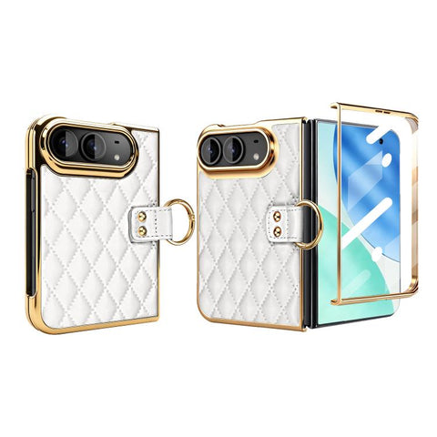 VIETAO Diamond Pattern Metal Ring PU Leather Phone Case, For iPhone Duo